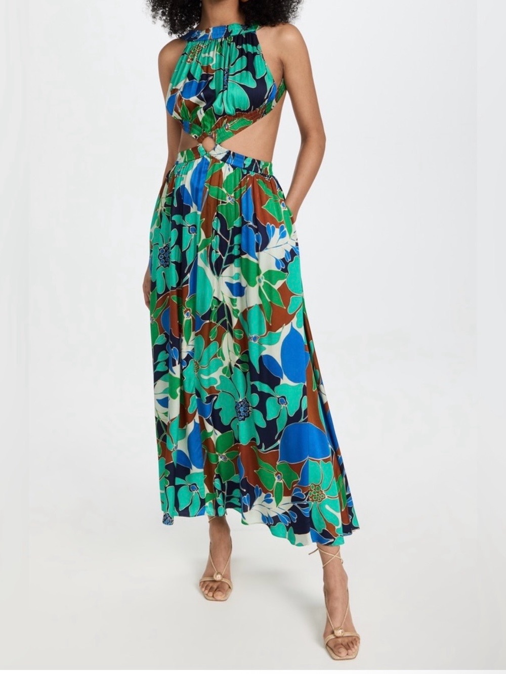 cult gaia Green Floral Cutout Midi Dress - Picture 2 of 11